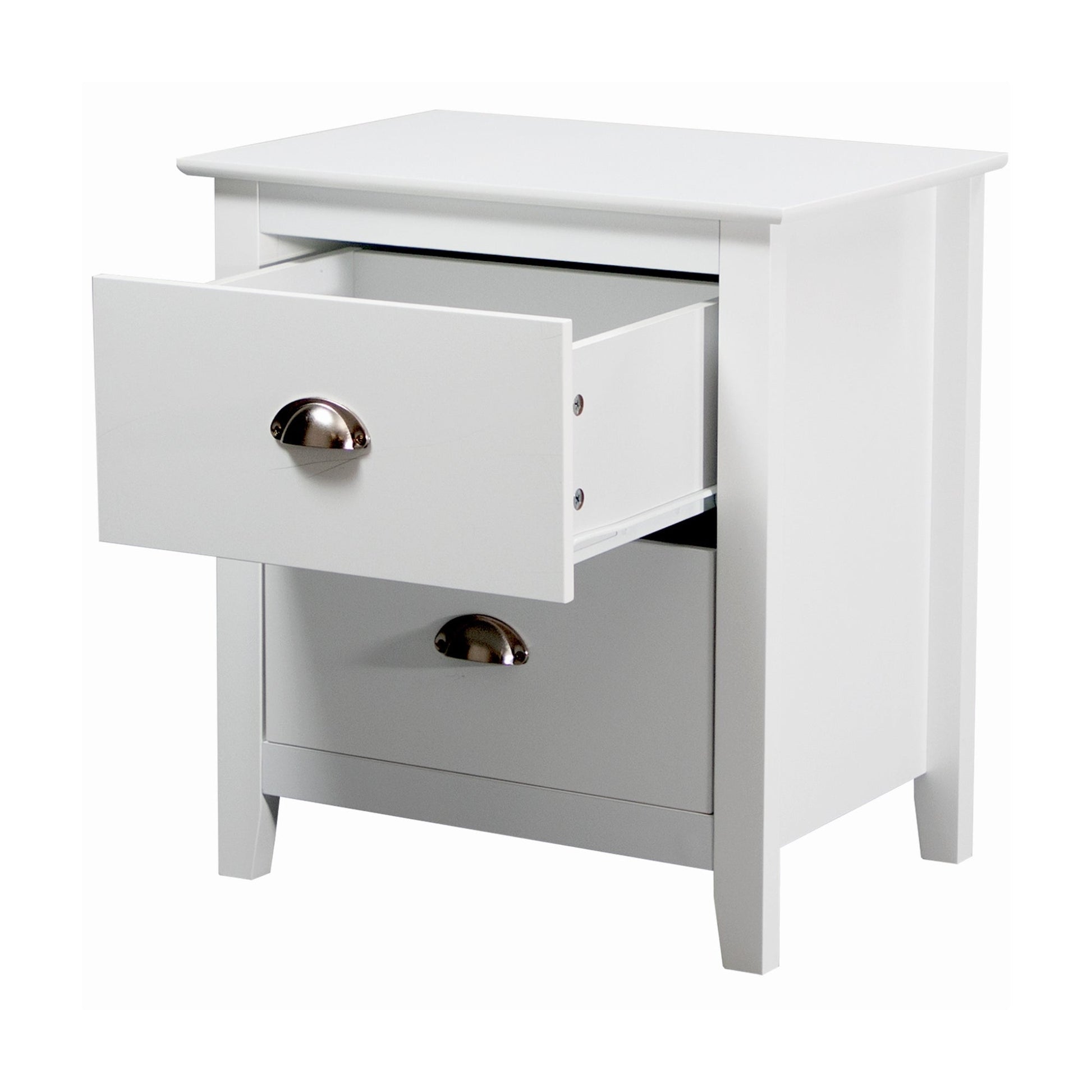 Costway 2 Drawers Bedside Table Nightstand Side End Bedroom Storage Cabinet White