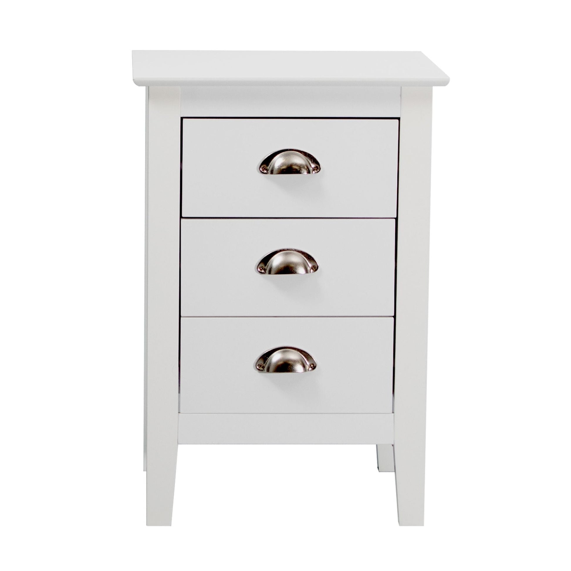 Costway 3 Drawers Bedside Table Nightstand Side End Bedroom Storage Cabinet White
