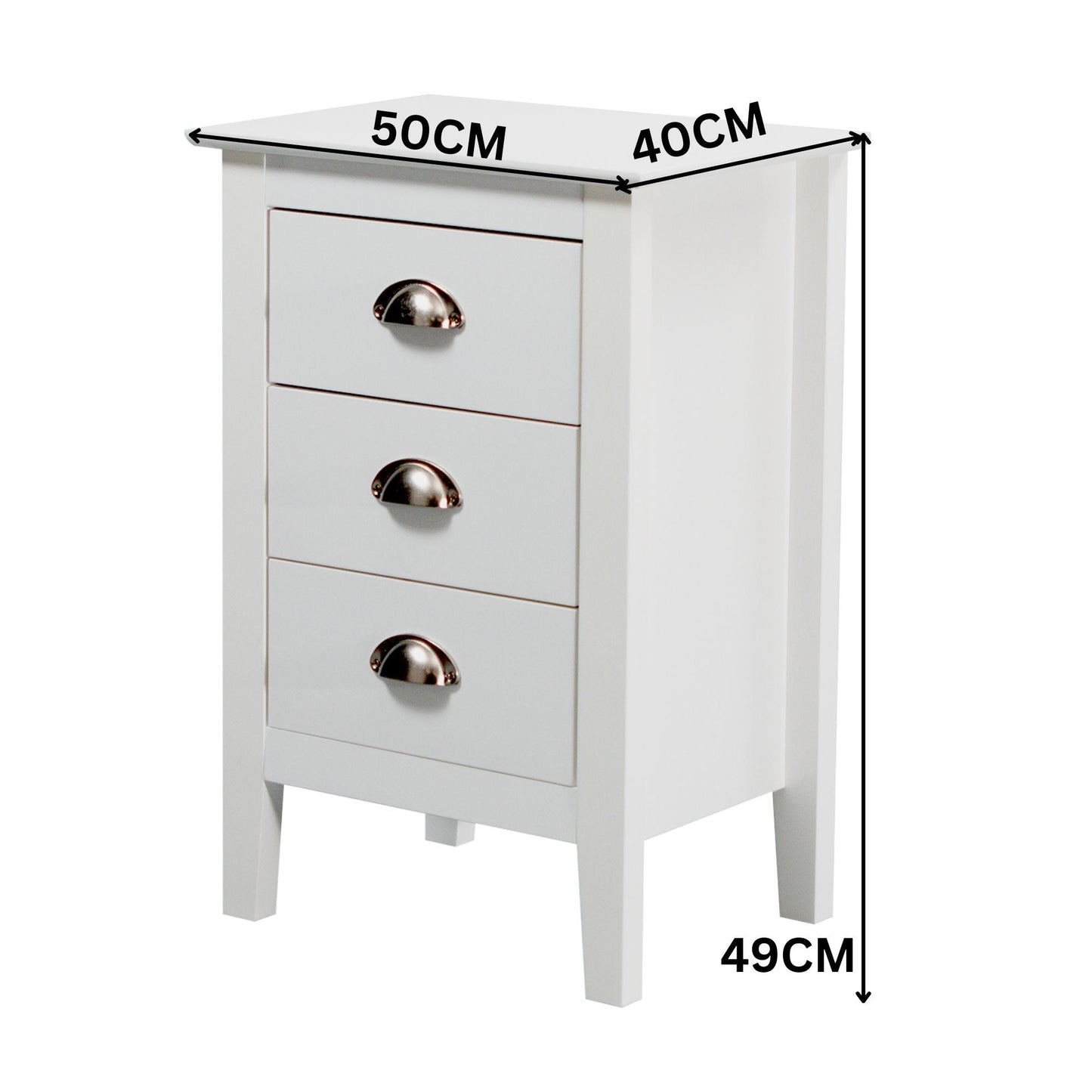 Costway 3 Drawers Bedside Table Nightstand Side End Bedroom Storage Cabinet White