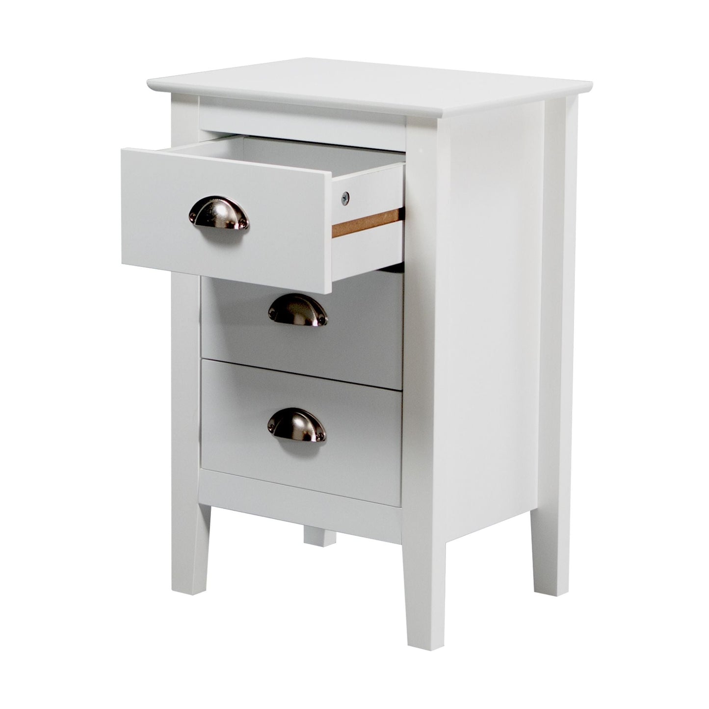 Costway 3 Drawers Bedside Table Nightstand Side End Bedroom Storage Cabinet White