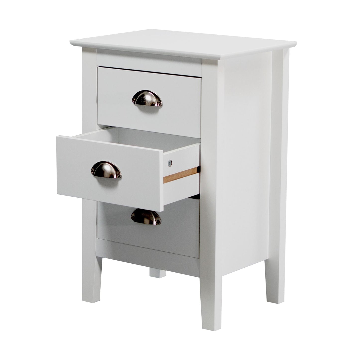 Costway 3 Drawers Bedside Table Nightstand Side End Bedroom Storage Cabinet White