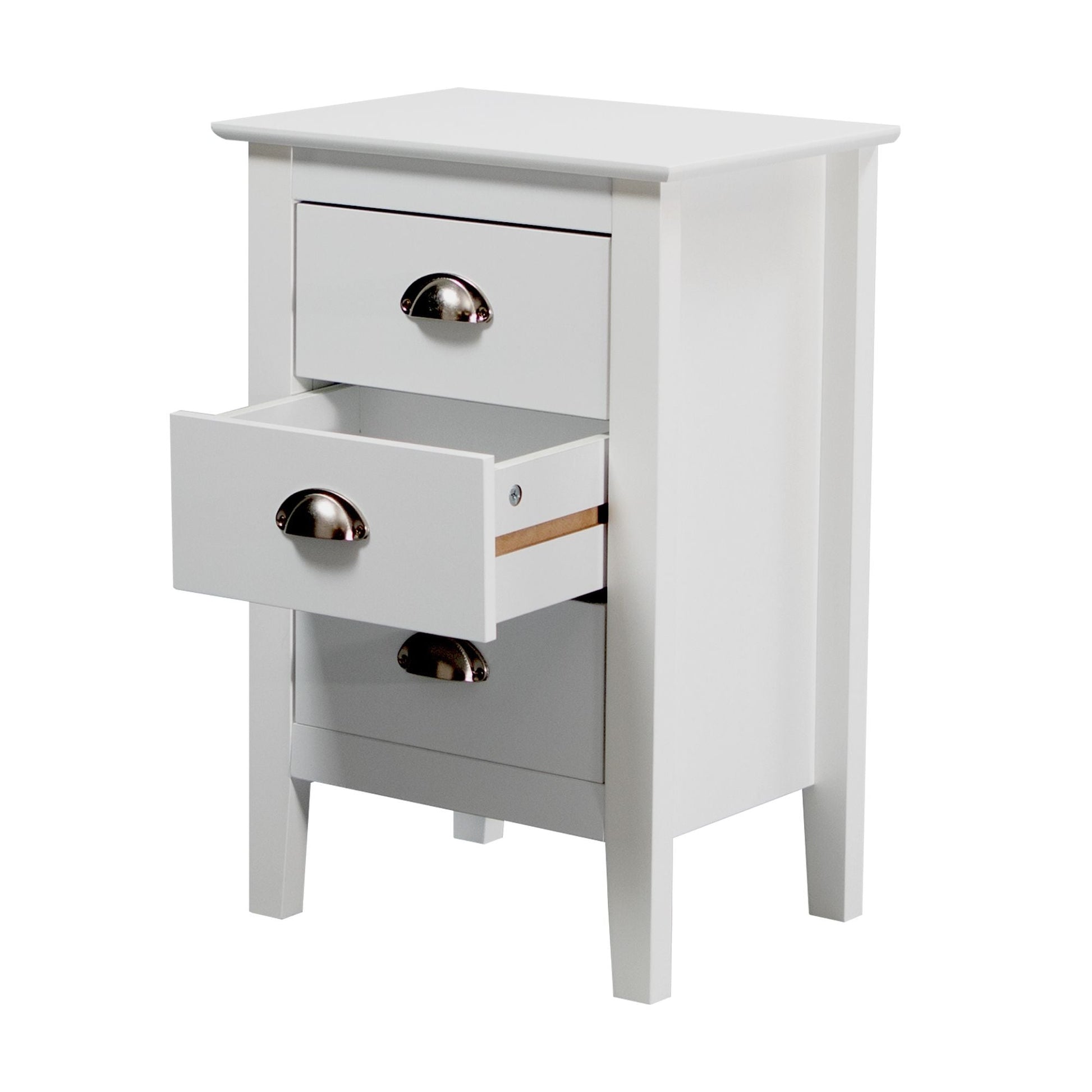 Costway 3 Drawers Bedside Table Nightstand Side End Bedroom Storage Cabinet White