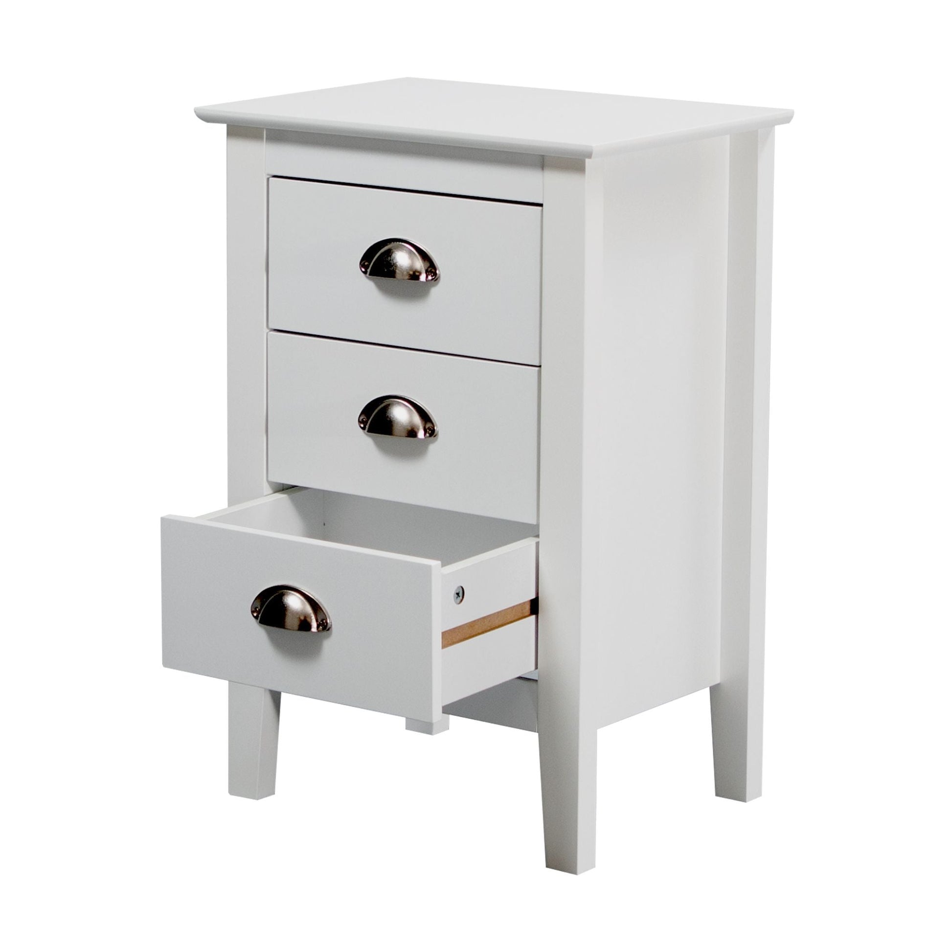 Costway 3 Drawers Bedside Table Nightstand Side End Bedroom Storage Cabinet White