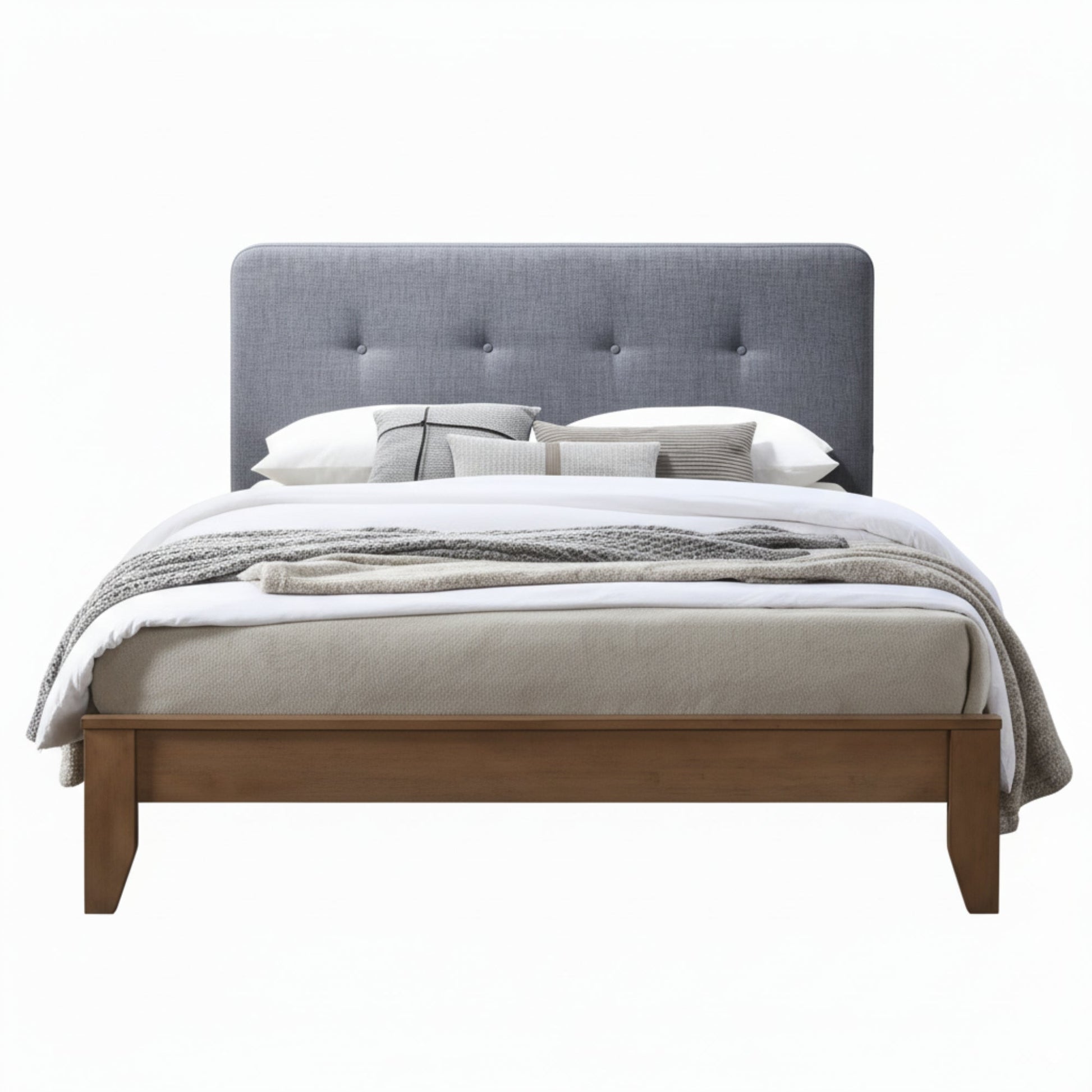 Dallas Double Bed Frame with USB Port Headboard Dark Grey