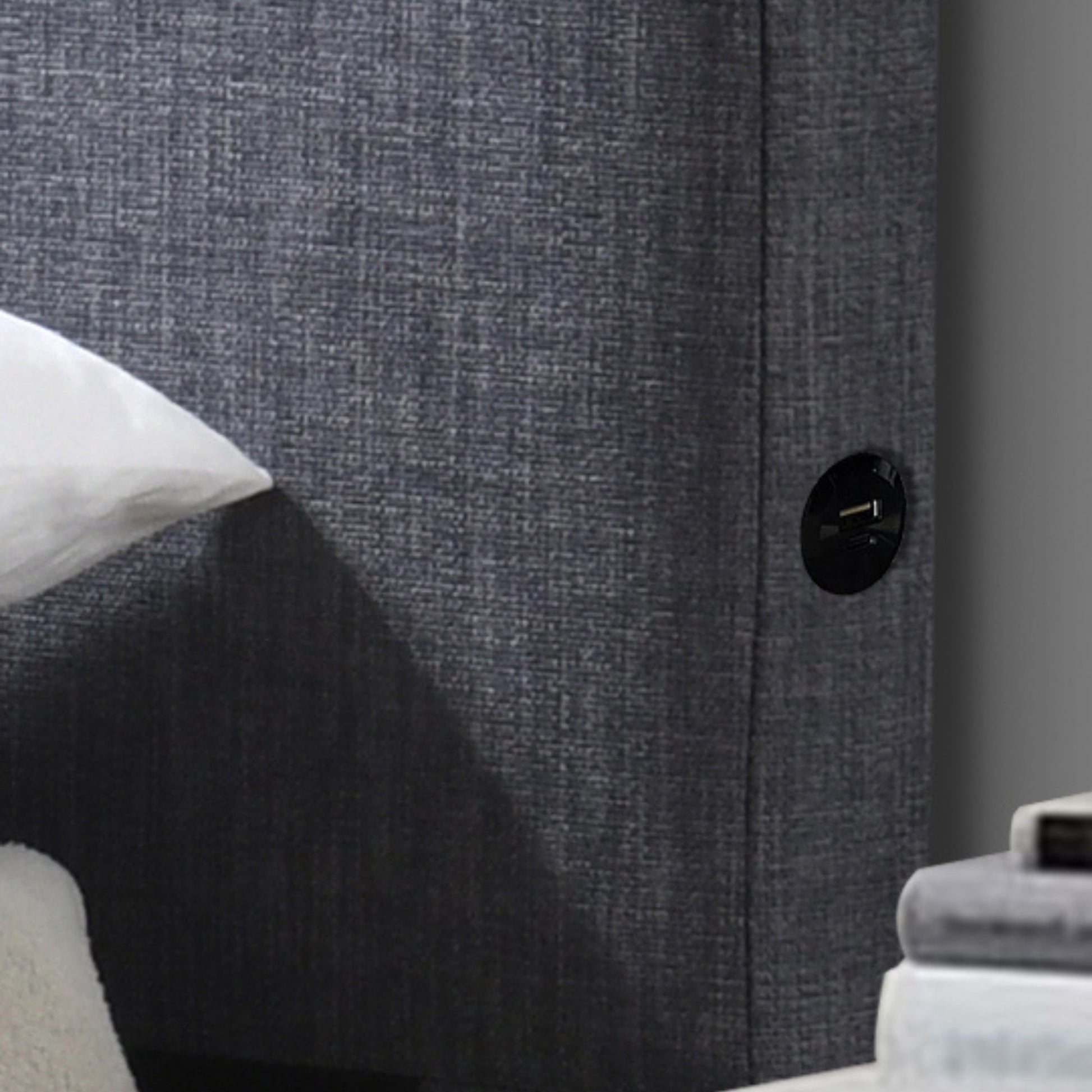 Dallas Double Bed Frame with USB Port Headboard Dark Grey