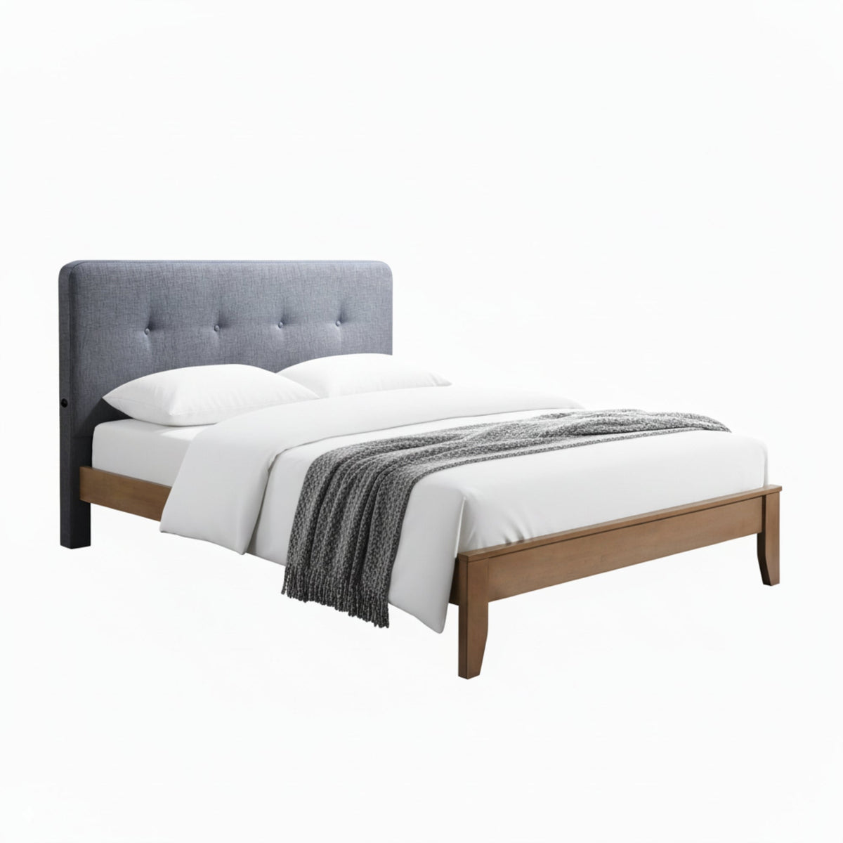 Dallas King Bed Frame with USB Port Headboard Dark Grey