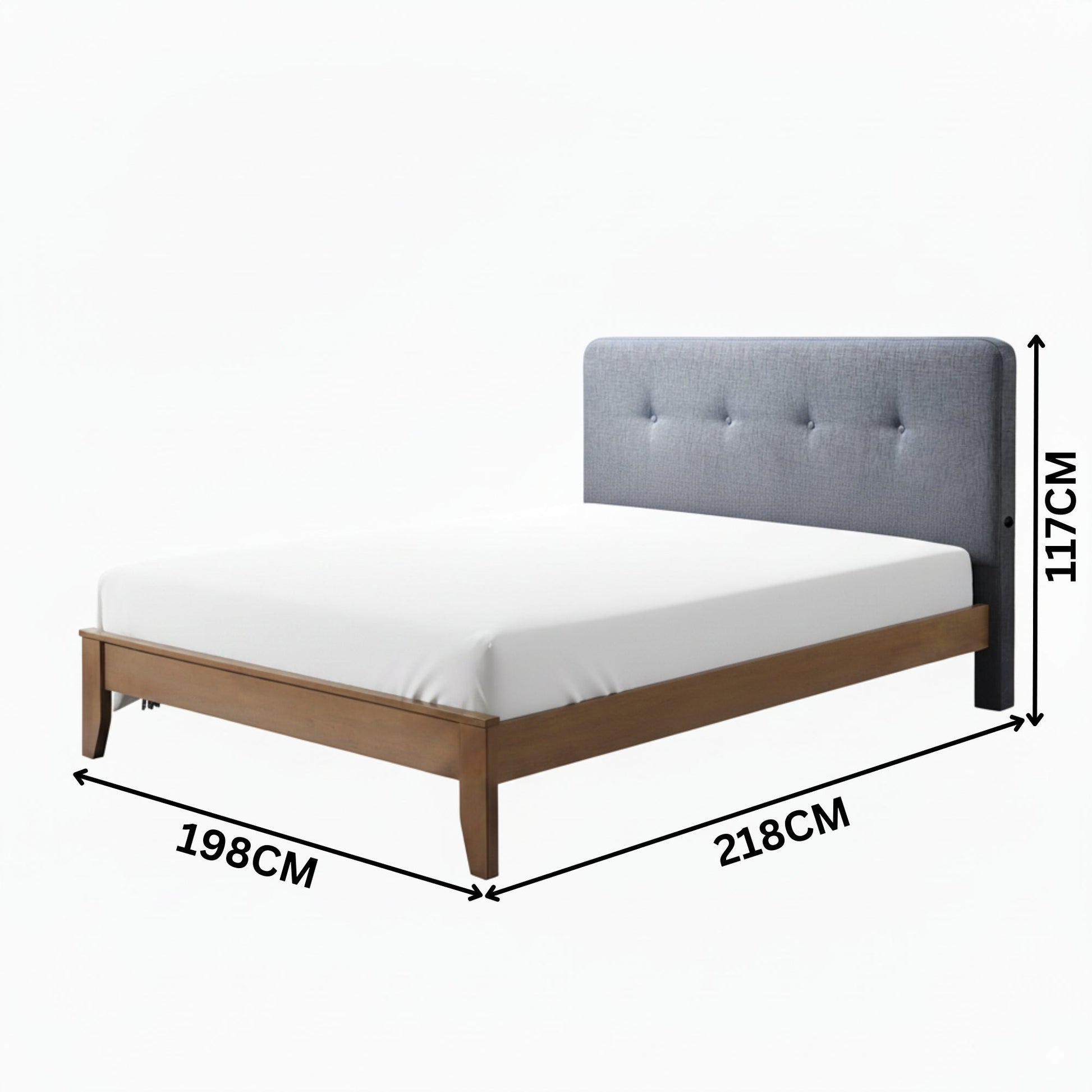 Dallas King Bed Frame with USB Port Headboard Dark Grey