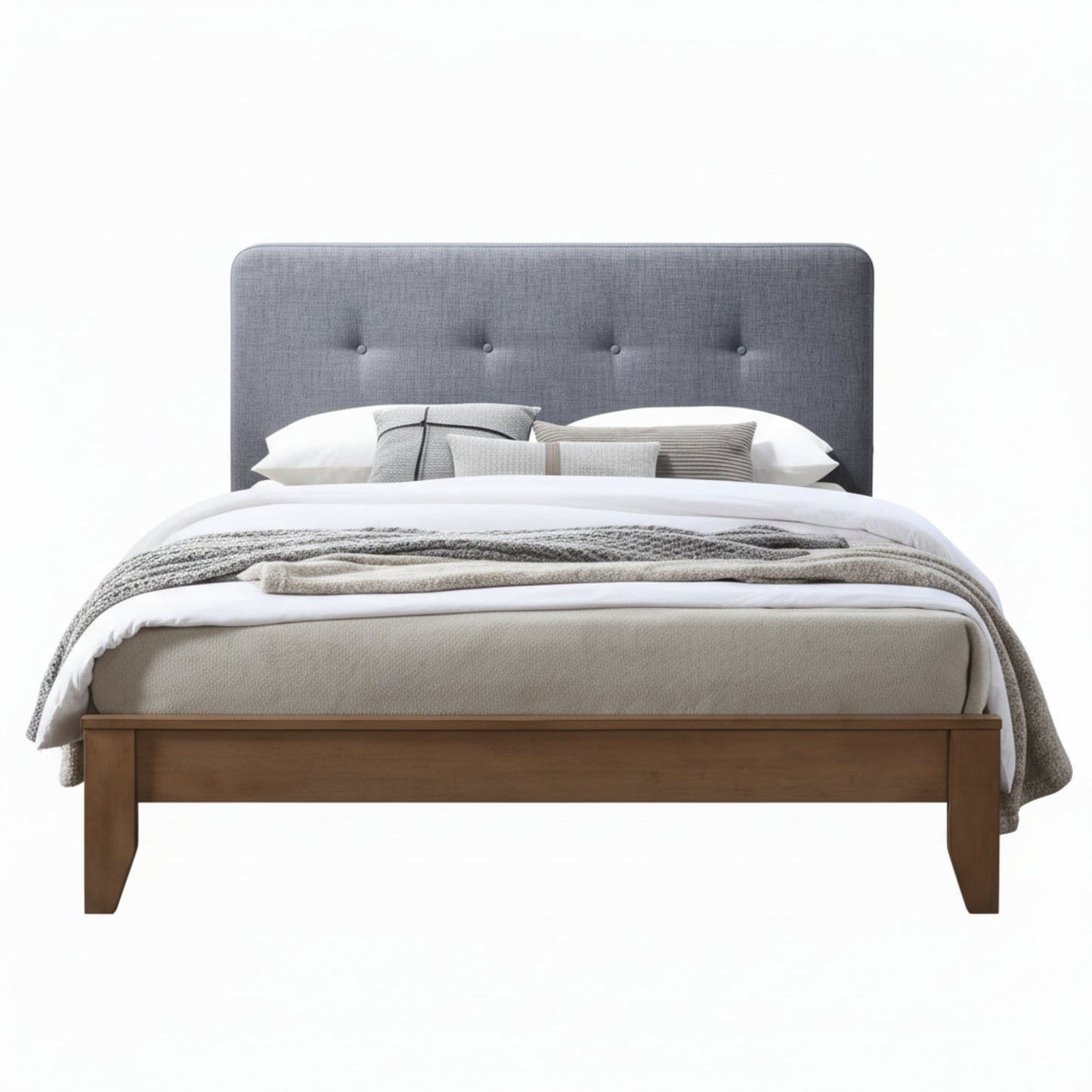 Dallas King Bed Frame with USB Port Headboard Dark Grey