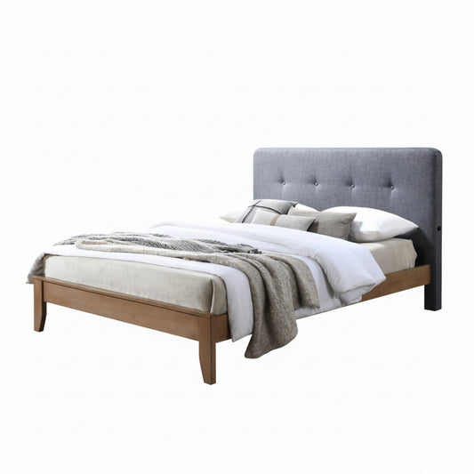 Dallas Queen Bed Frame with USB Port Headboard Dark Grey