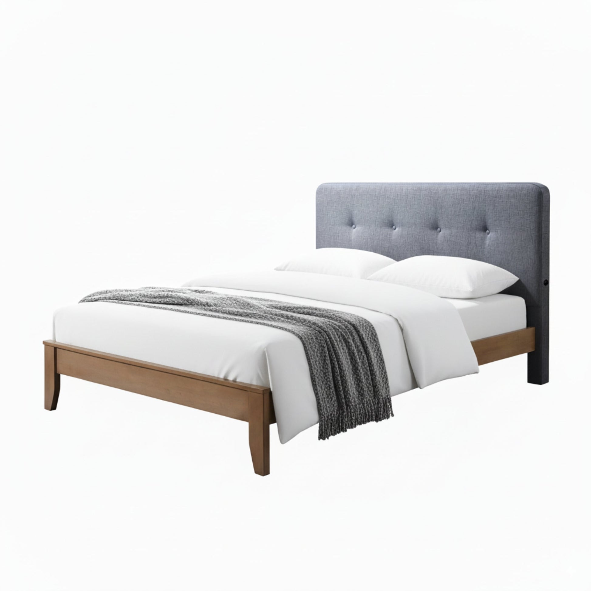 Dallas Queen Bed Frame with USB Port Headboard Dark Grey