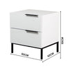 Dric 2 Drawers Bedside Table Nightstand Side End Bedroom Storage Cabinet White