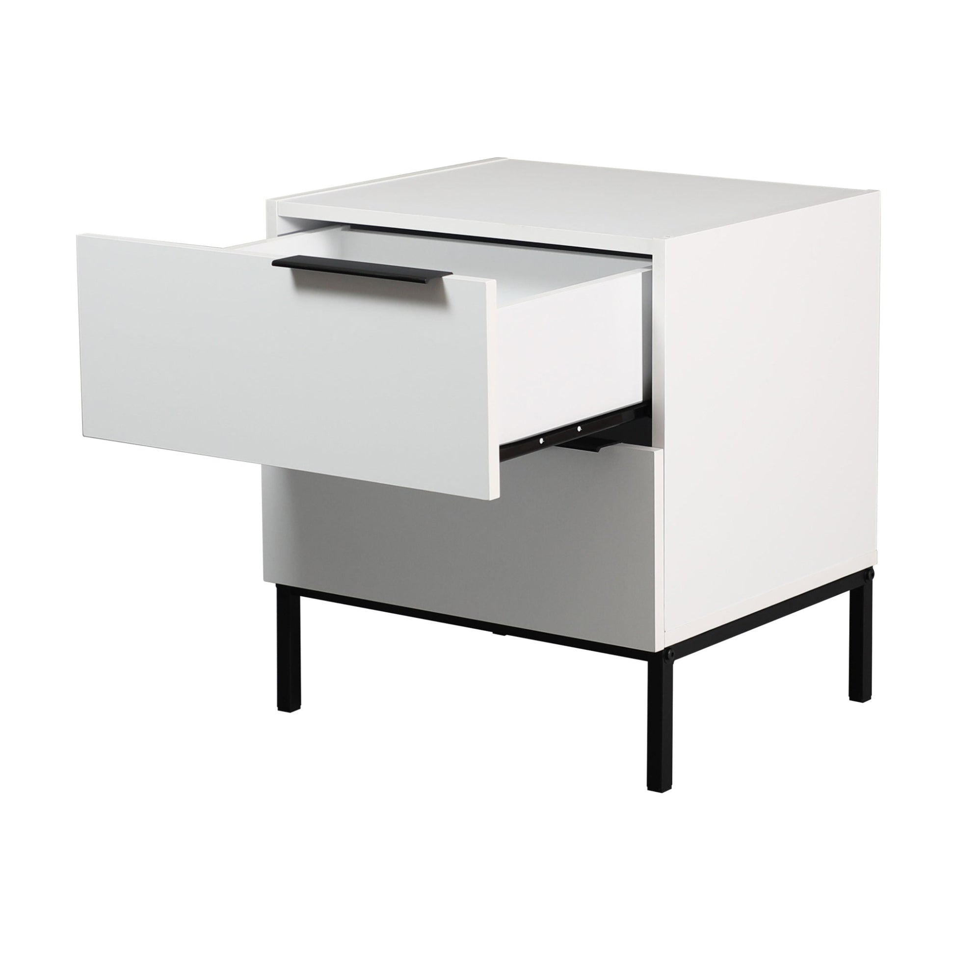 Dric 2 Drawers Bedside Table Nightstand Side End Bedroom Storage Cabinet White
