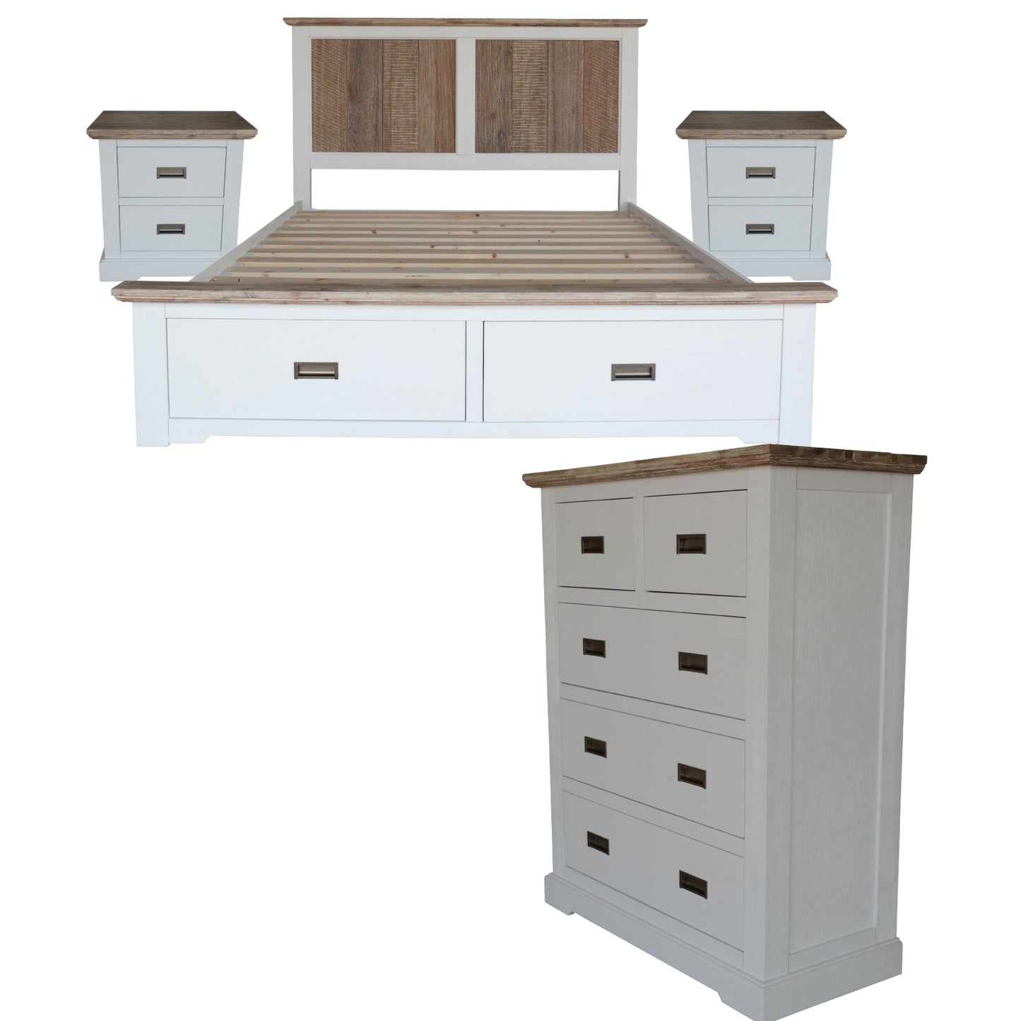 Fiona 4pc Bed Suite Bedside Tallboy King 