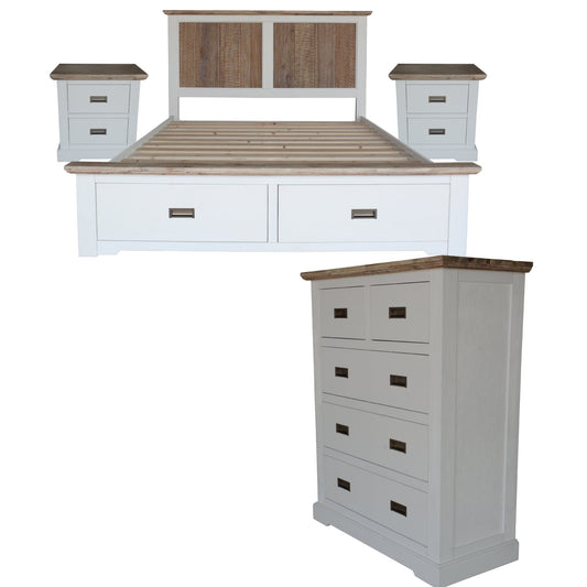 Fiona 4pc Bed Suite Bedside Tallboy King 