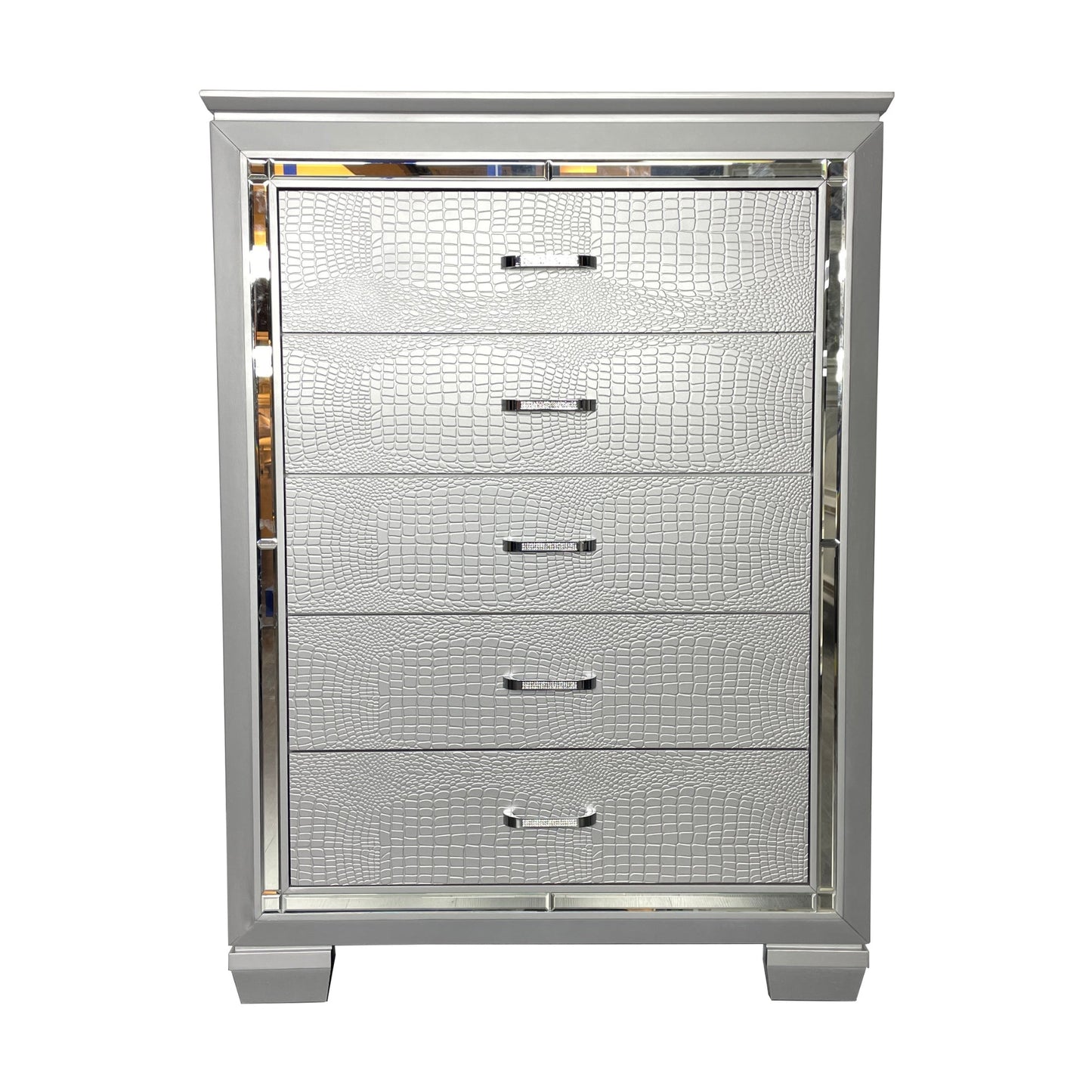 Flashy Tallboy 5 Drawer Silver