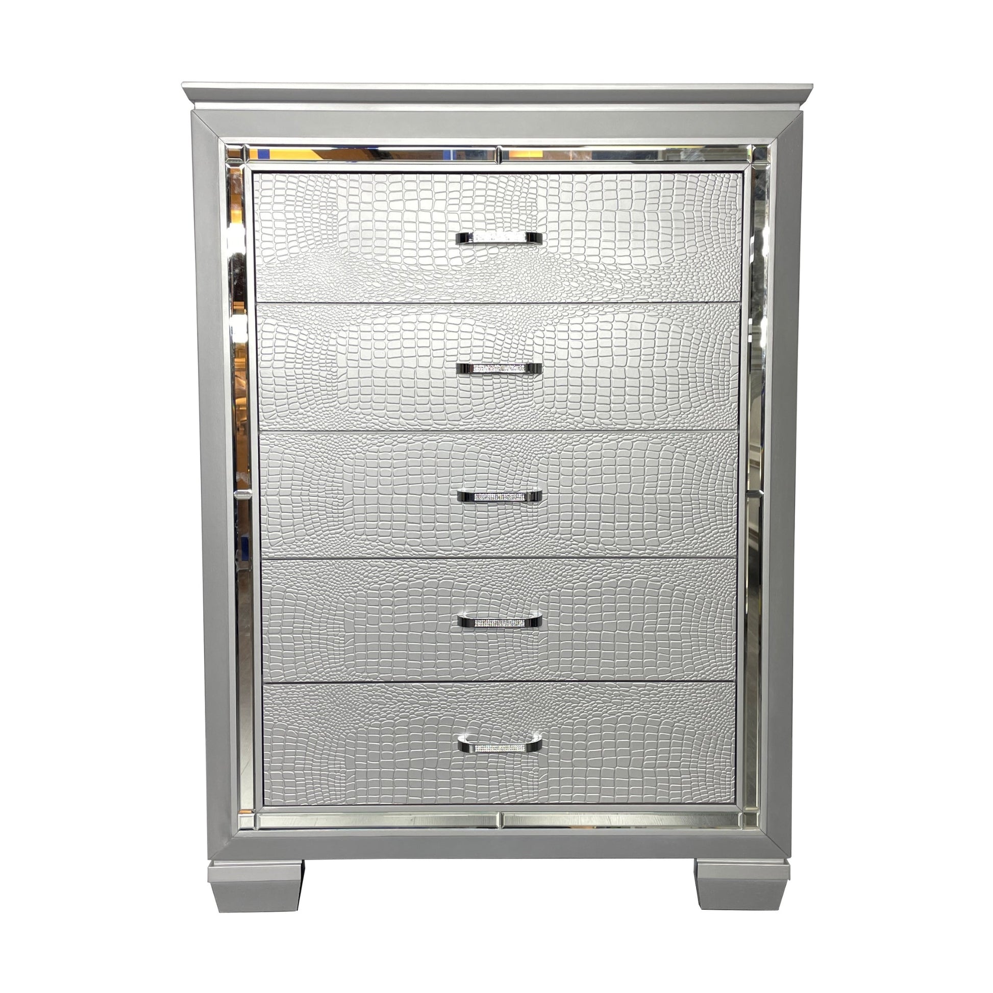 Flashy Tallboy 5 Drawer Silver