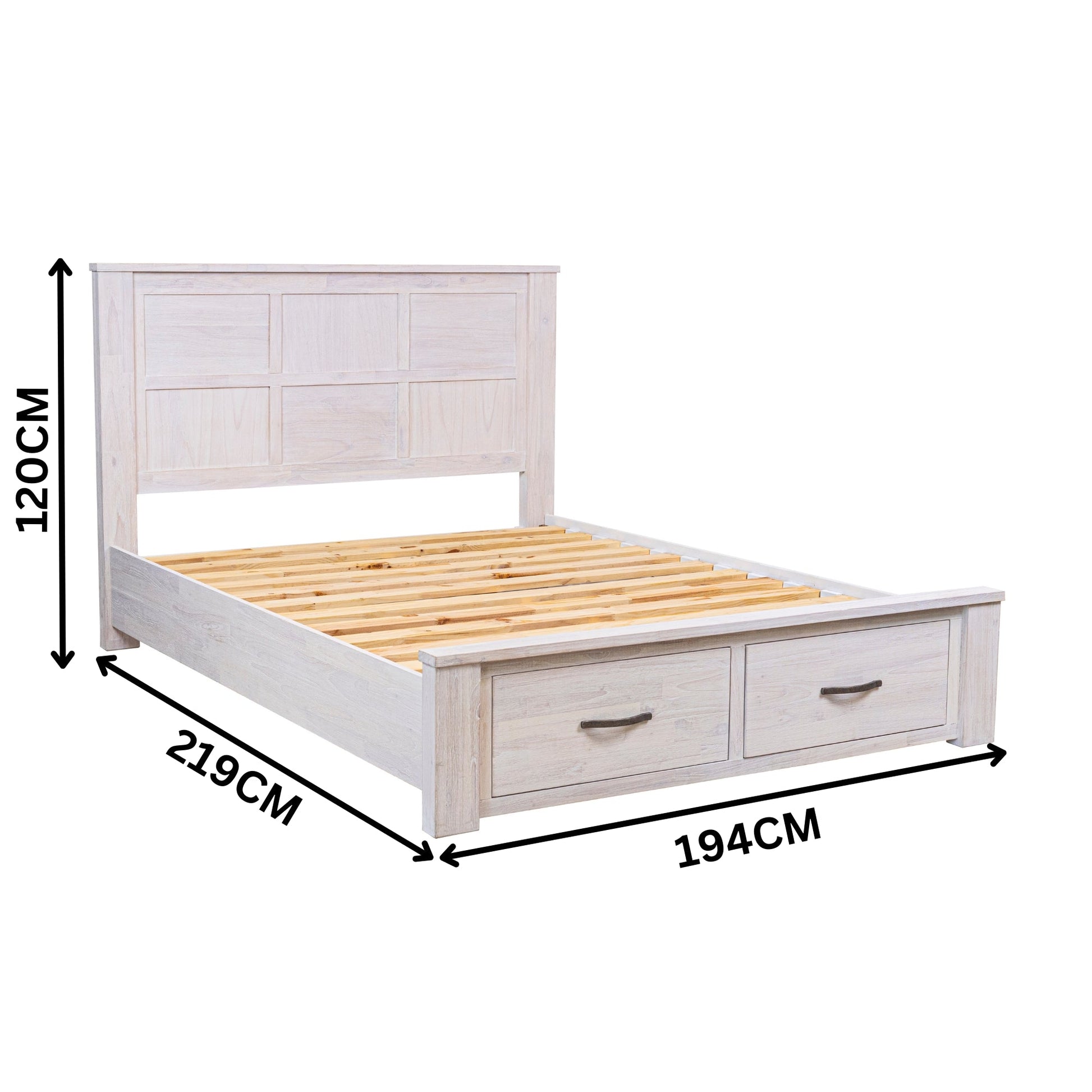 Foxglove King Bed Frame Storage Drawer White