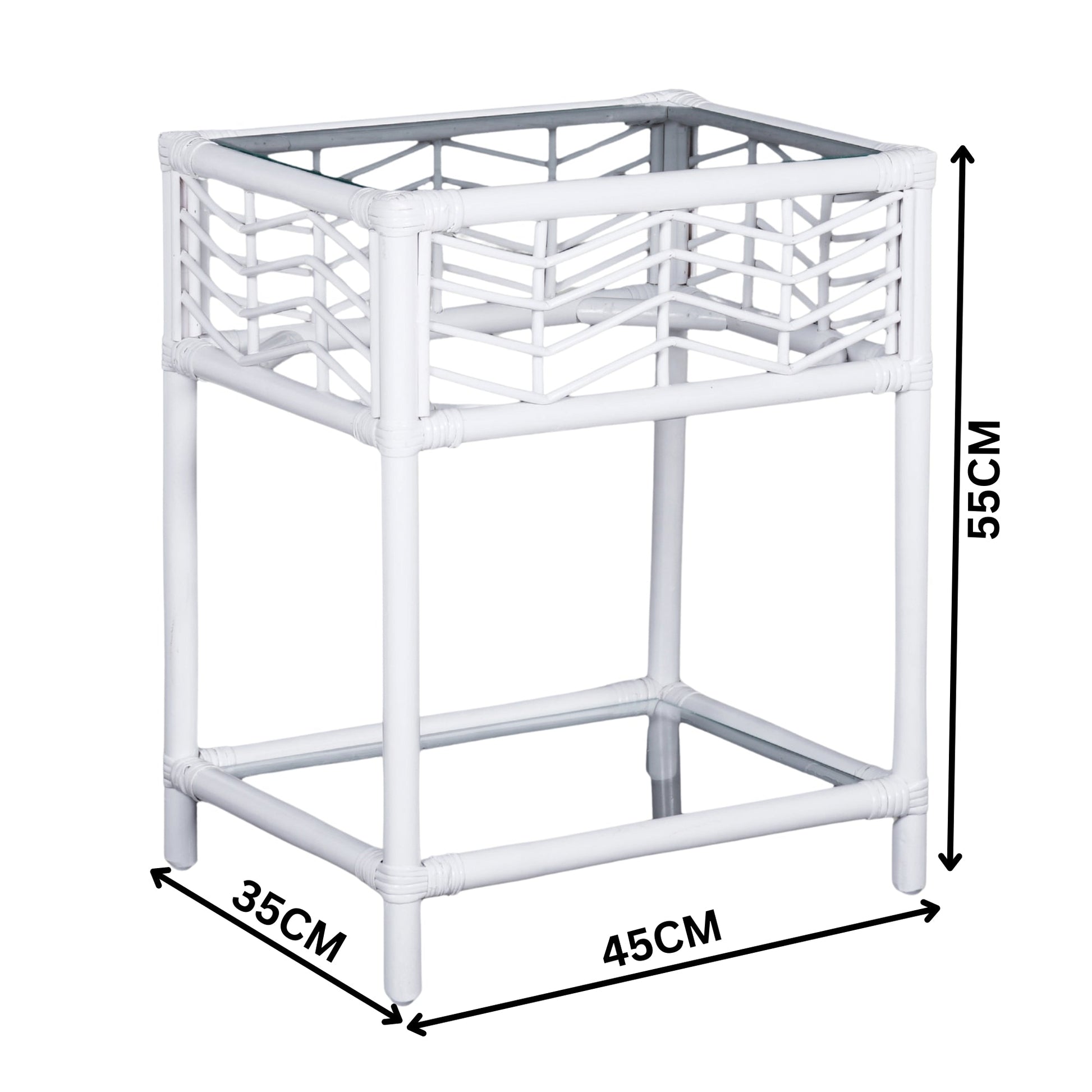 Hanoi 55cm Rattan Bedside Table White