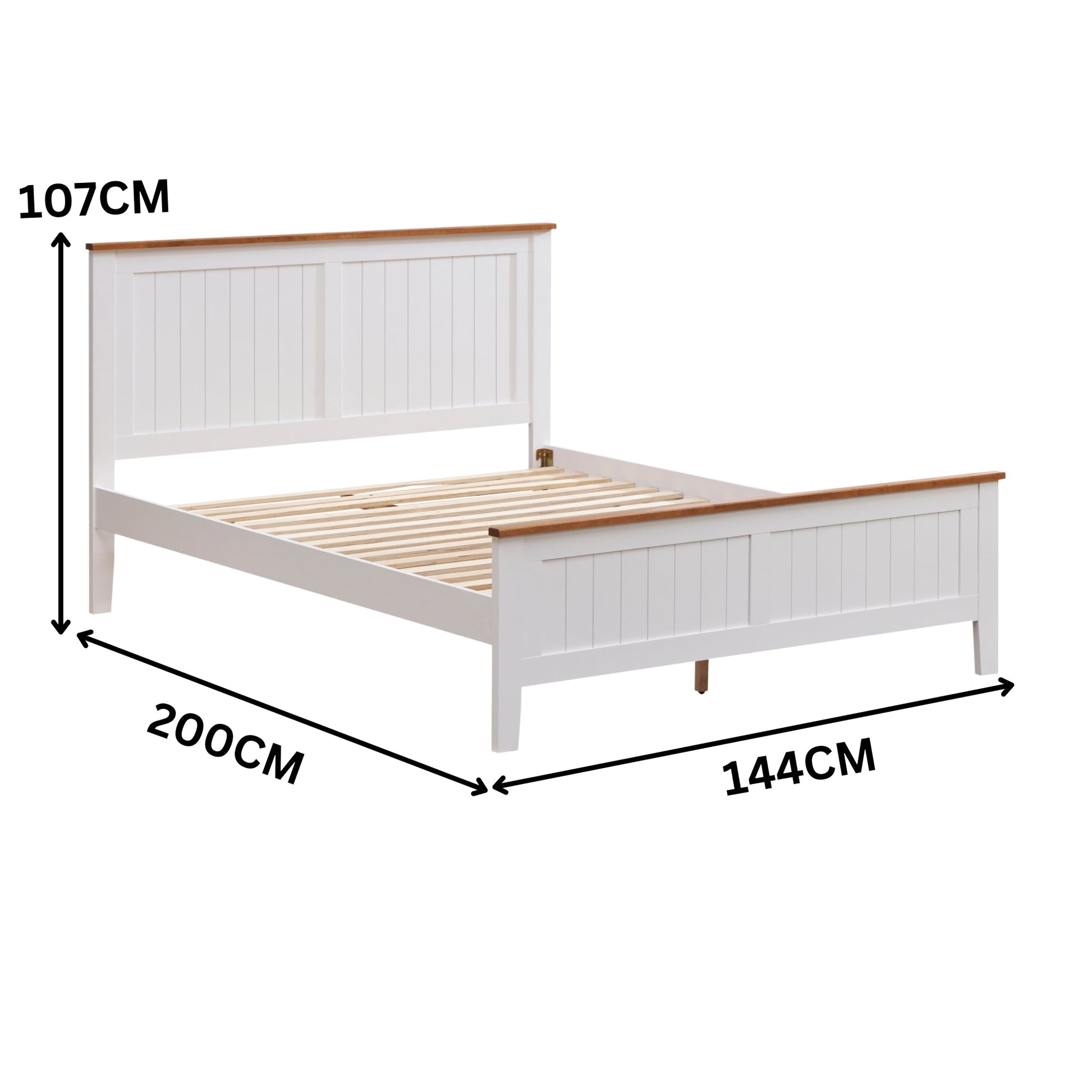 Harbourview 4pc Set Double Bedroom Suite Bed Frame Bedside Table Tallboy Brown White