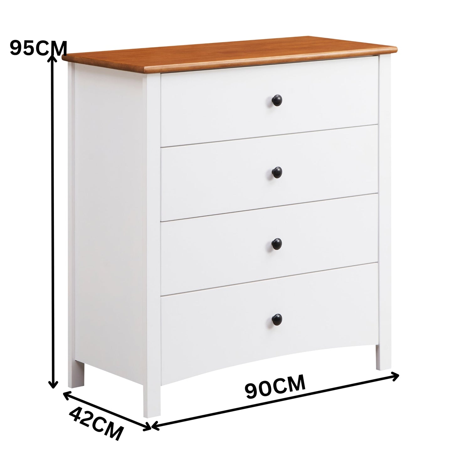 Harbourview 4pc Set Double Bedroom Suite Bed Frame Bedside Table Tallboy Brown White