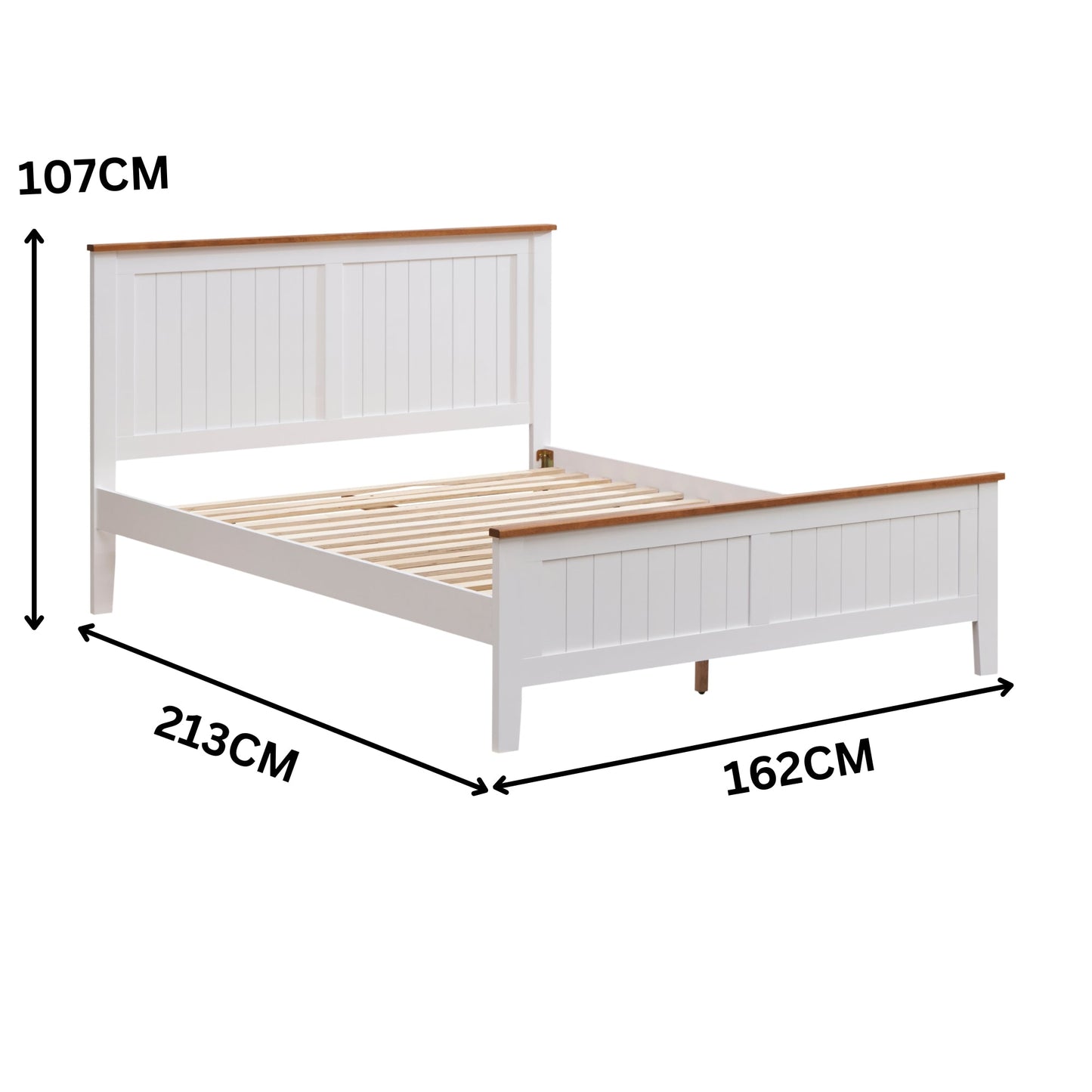 Harbourview 4pc Set Queen Bedroom Suite Bed Frame Bedside Table Tallboy Brown White