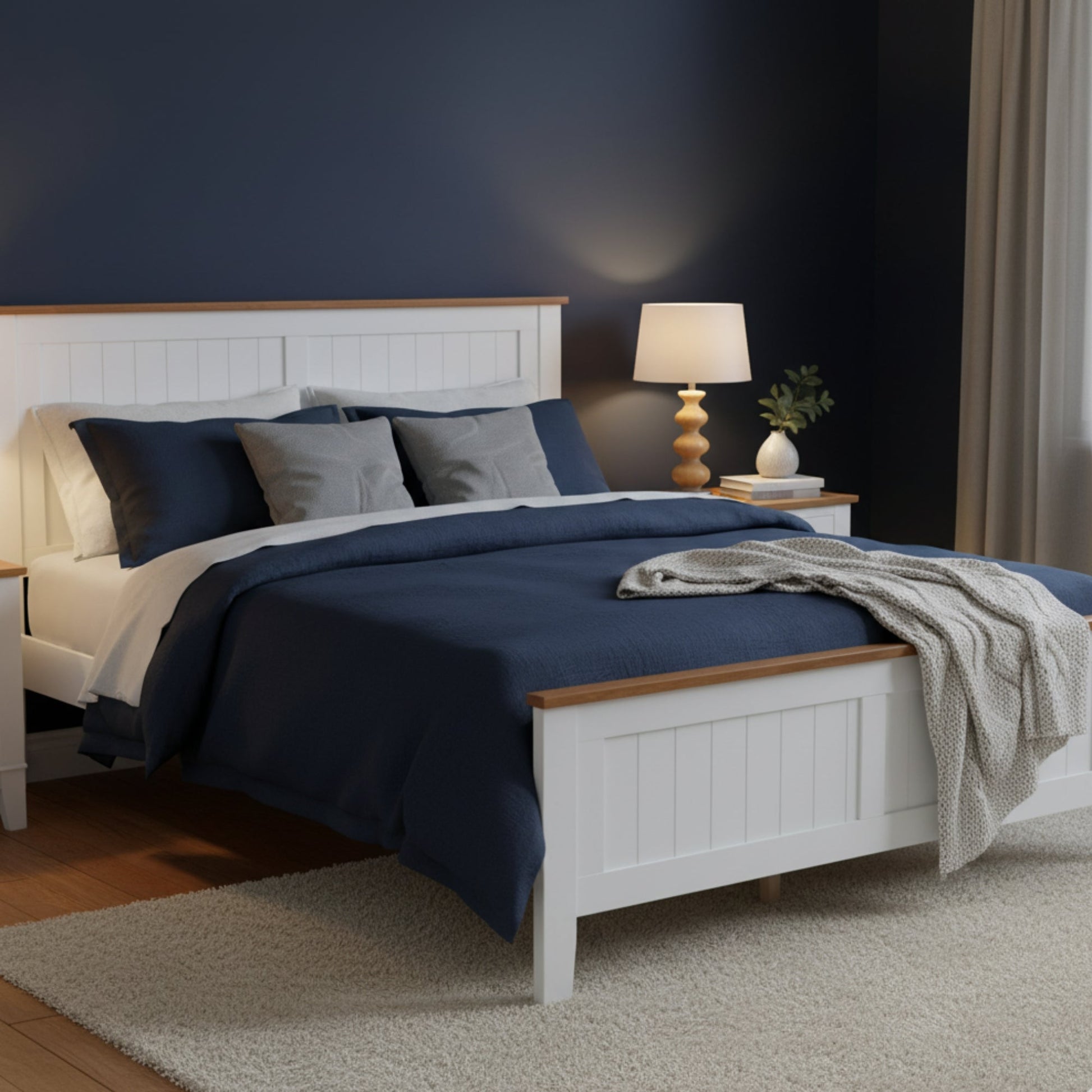 Harbourview Double Bed Frame Brown White
