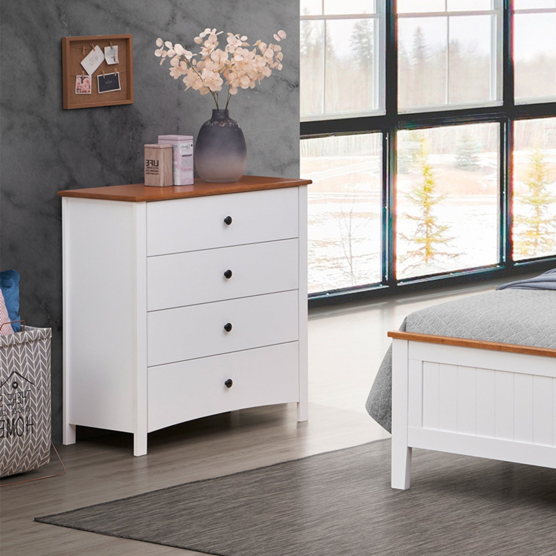 Harbourview Tallboy Table Brown White