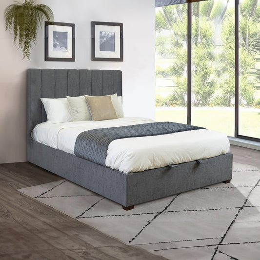 Homie King Bed Frame Gas Lift Storage Dark Grey