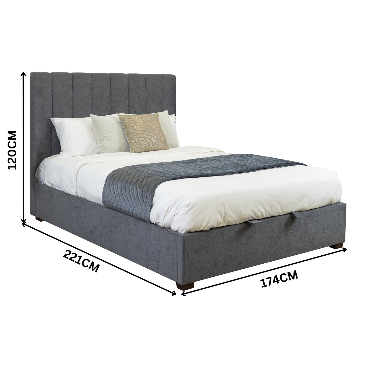 Homie Queen Bed Frame Gas Lift Storage Dark Grey