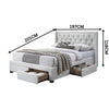 Jackson King Size Bed Frame 4 Storage Drawers Boucle Fabric Ivory Cream