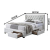 Jackson Queen Size Bed Frame 4 Storage Drawers Boucle Fabric Ivory Cream