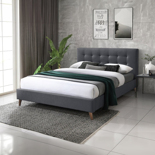Janice Double Bed Frame Fabric Charcoal
