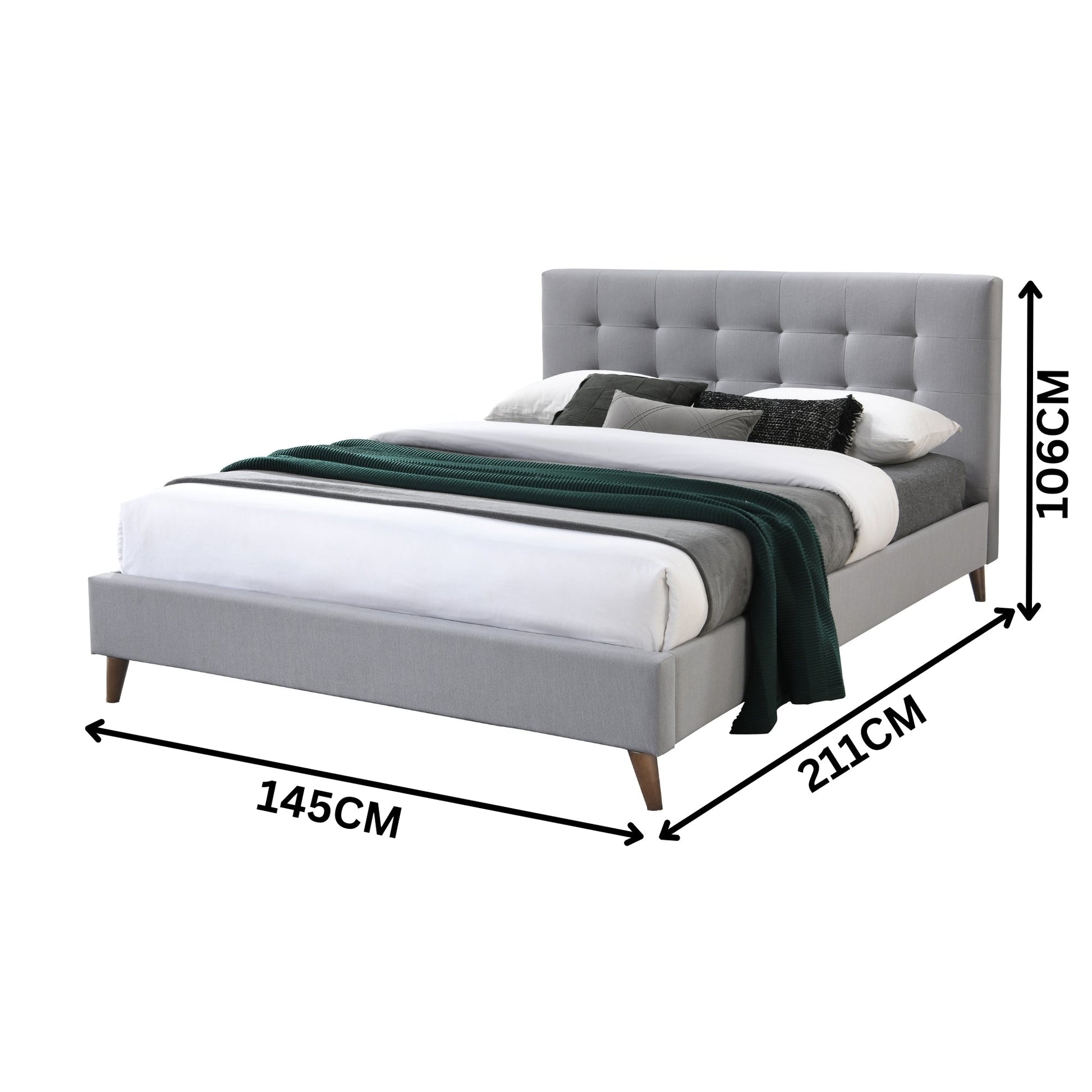 Janice Double Bed Frame Fabric Grey