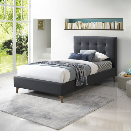 Janice King Single Bed Frame Fabric Charcoal