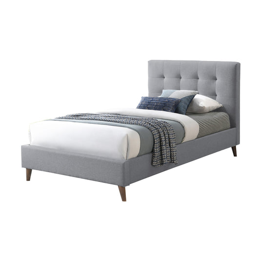 Janice King Single Bed Frame Fabric Grey