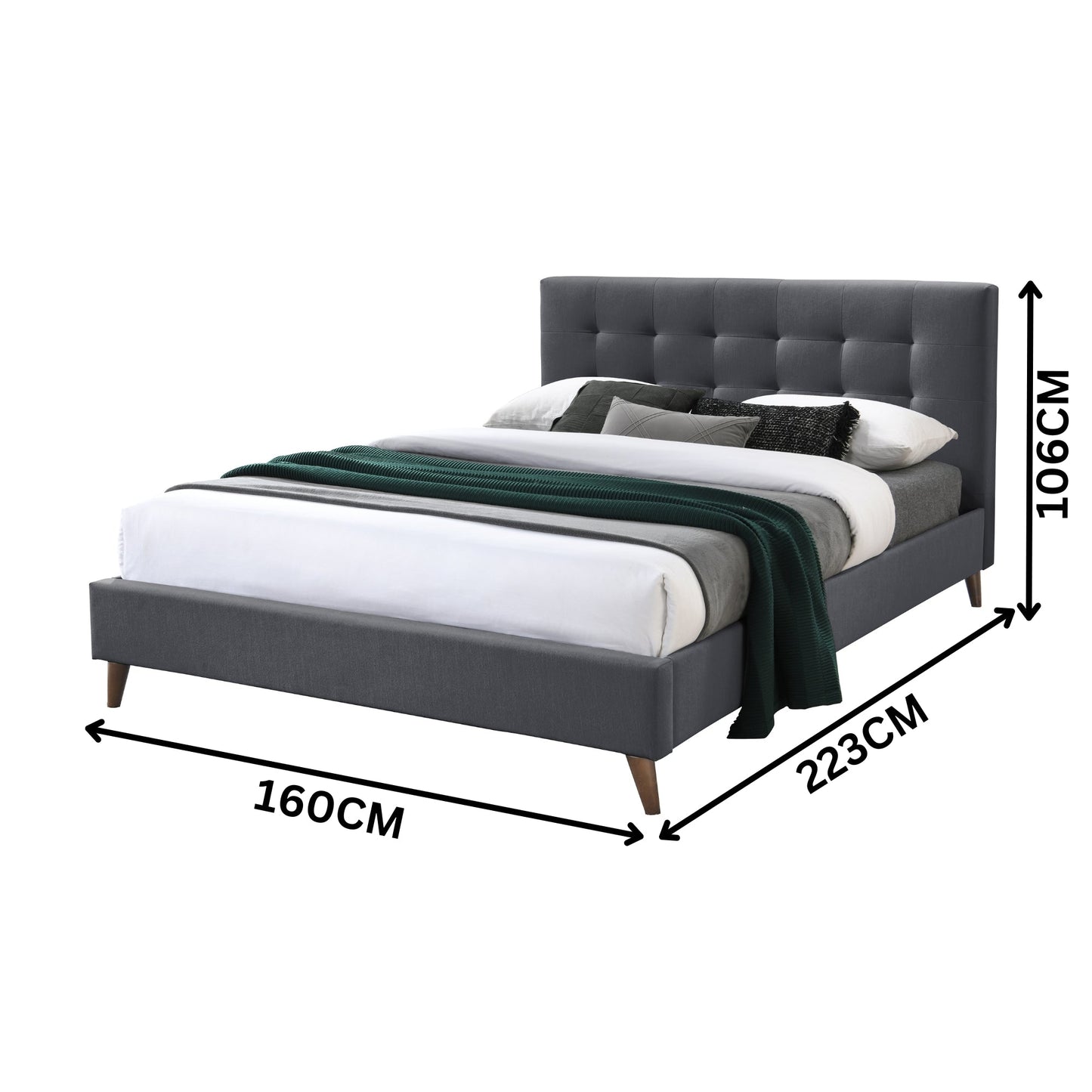 Janice Queen Bed Frame Fabric Charcoal
