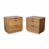 Japandi 2pc Set Bedside Table Natural Oak