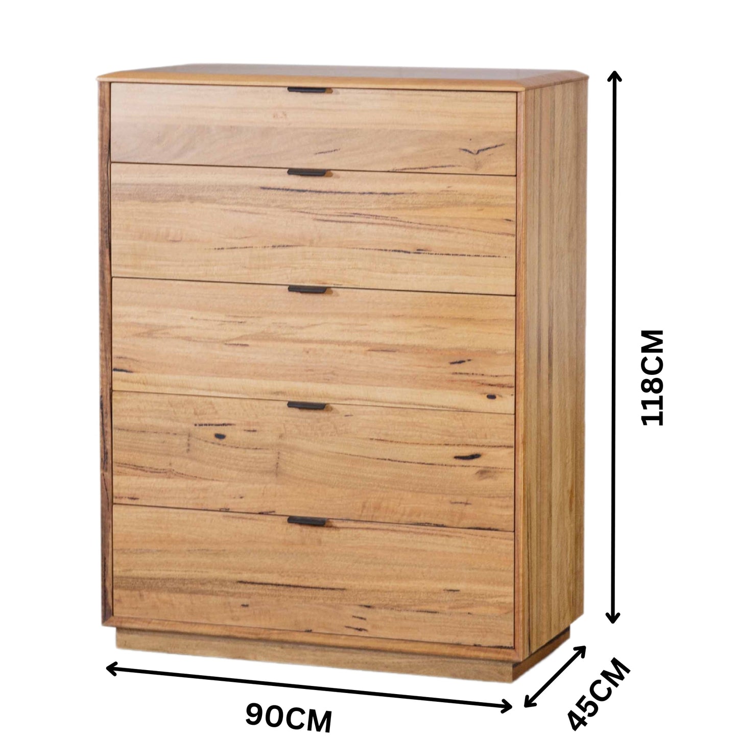 Japandi King Bed Frame Set Bedside Table Tallboy Natural Oak