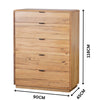 Japandi Tallboy Chest of Drawers Natural Oak