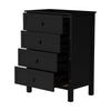 Jessica 4pc Double Bedroom Set Bed Frame Bedside Tallboy Black