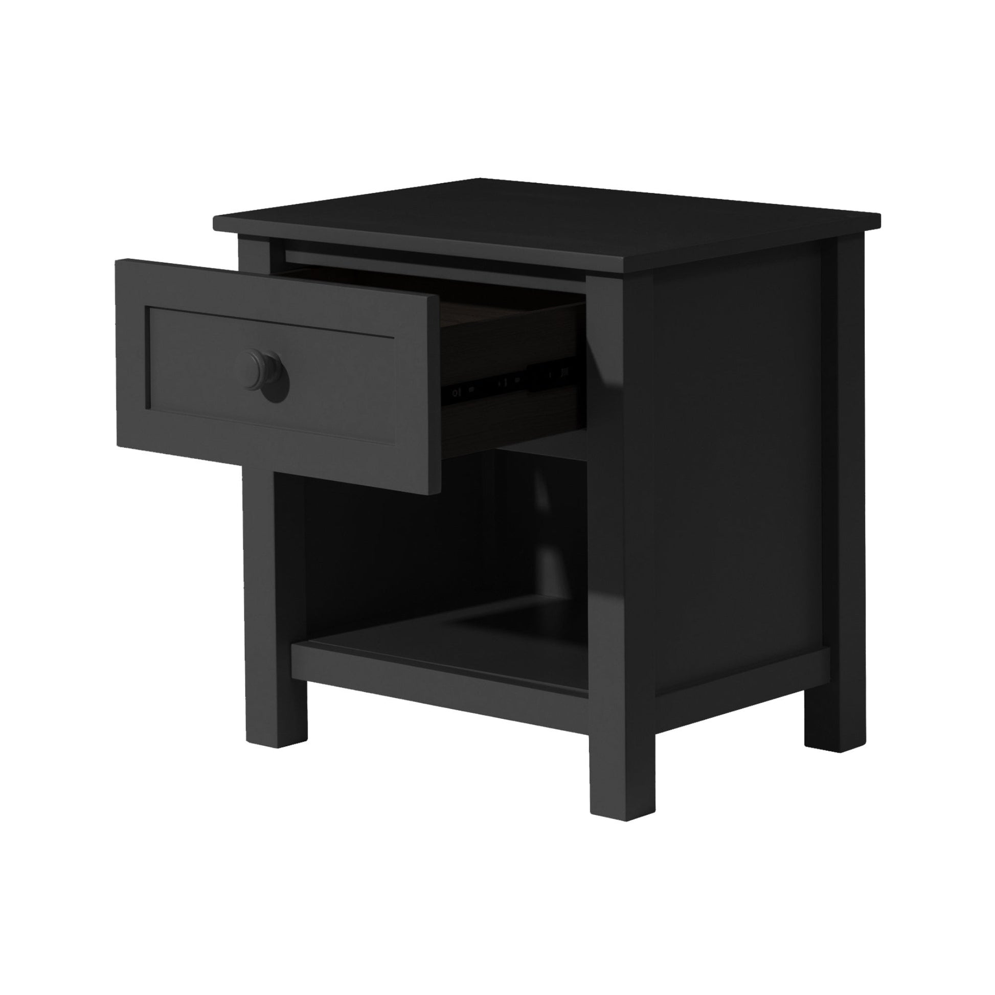 Jessica 4pc Double Bedroom Set Bed Frame Bedside Tallboy Black