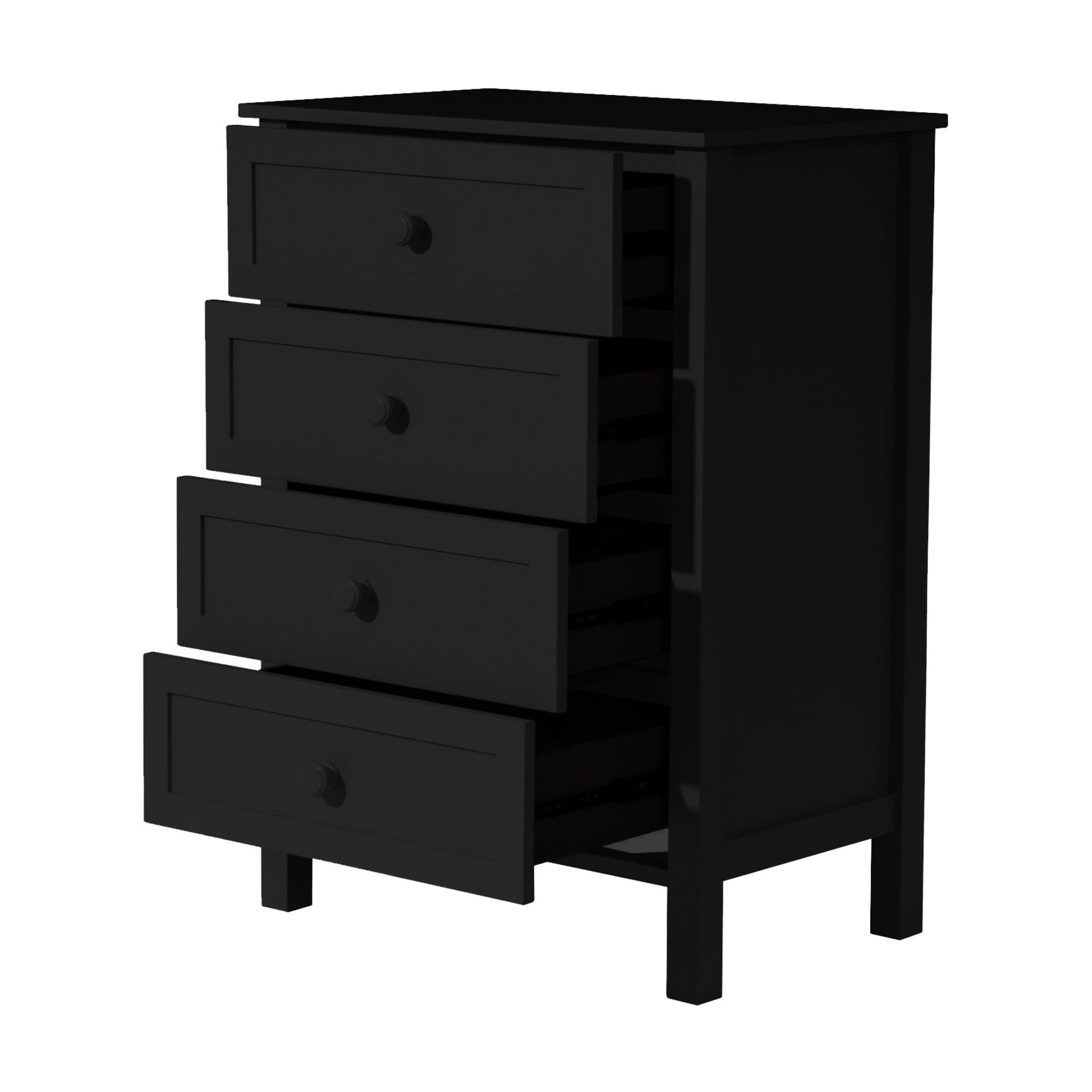 Jessica 4pc King Single Bedroom Set Bed Frame Bedside Tallboy Black