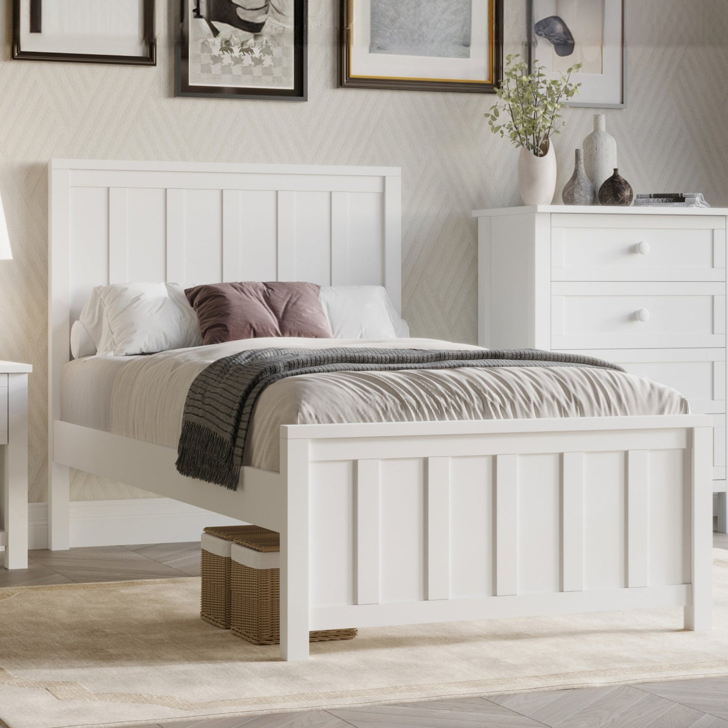 Jessica Double Size Bed Frame White