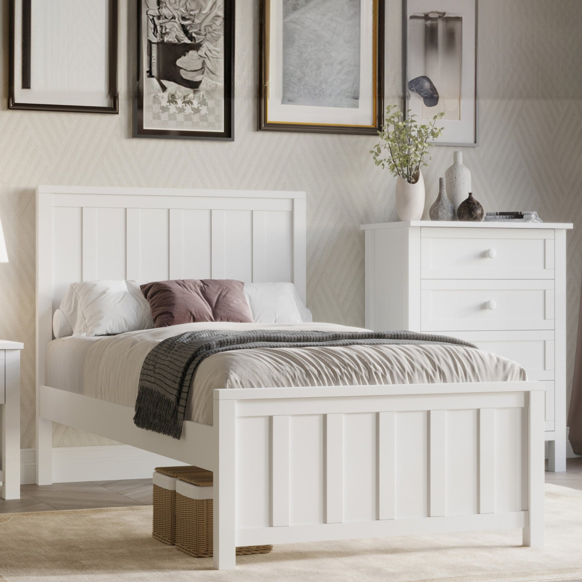 Jessica Single Size Bed Frame White