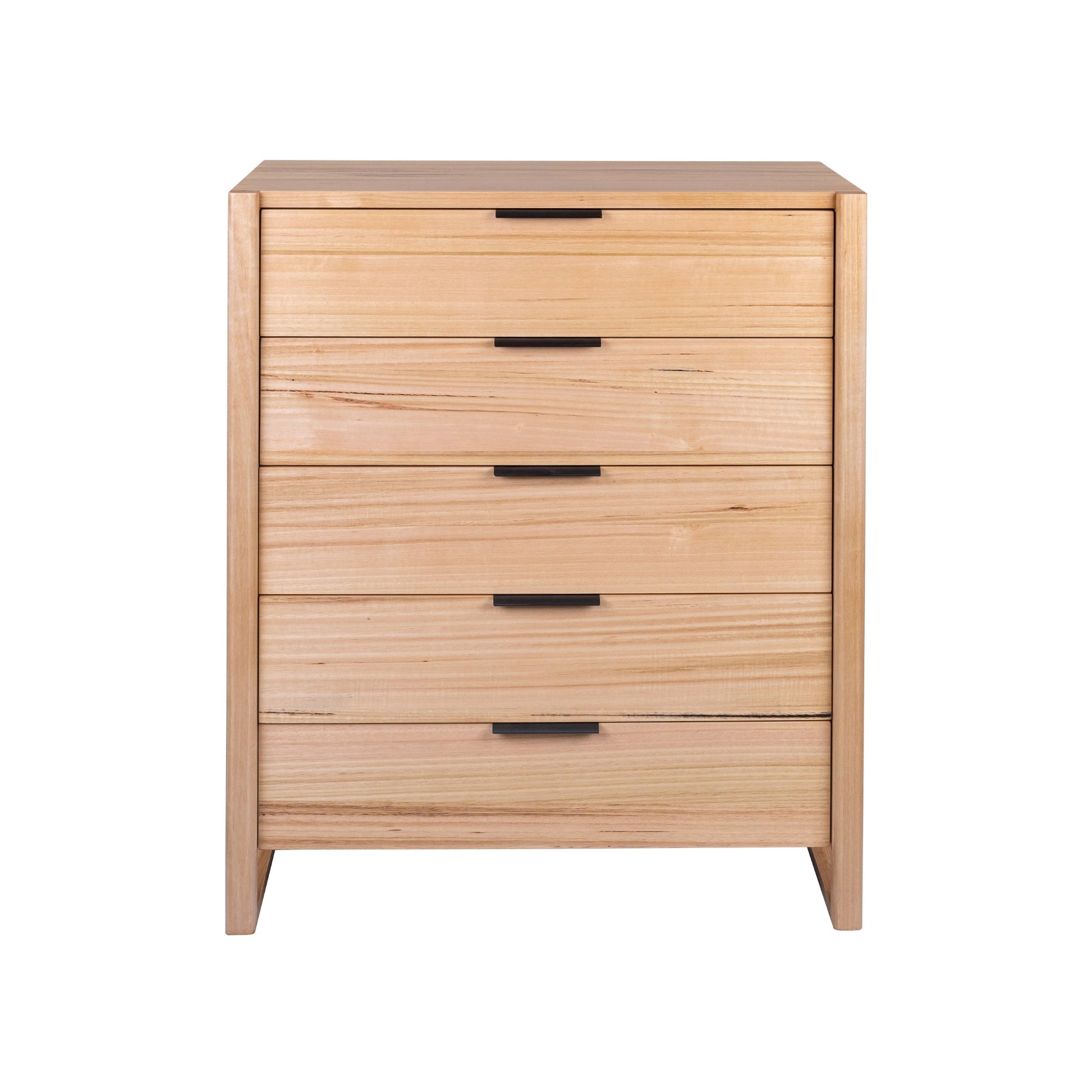 Jindy 4pc Set King Bed Frame Bedside Table Tallboy Natural Oak