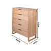 Jindy 4pc Set King Bed Frame Bedside Table Tallboy Natural Oak