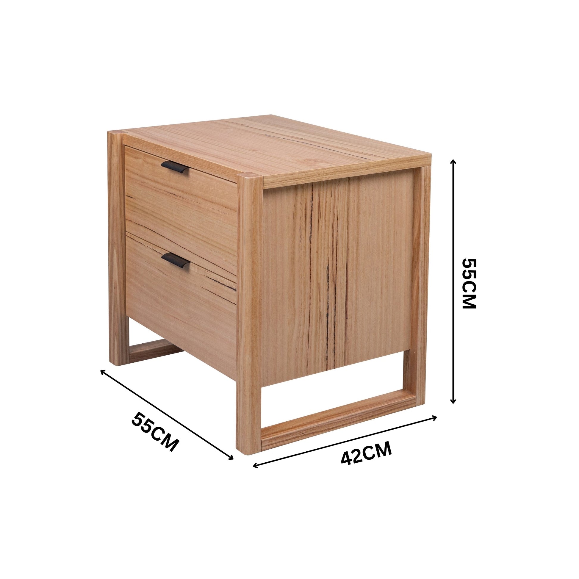 Jindy 4pc Set Queen Bed Frame Bedside Table Tallboy Natural Oak