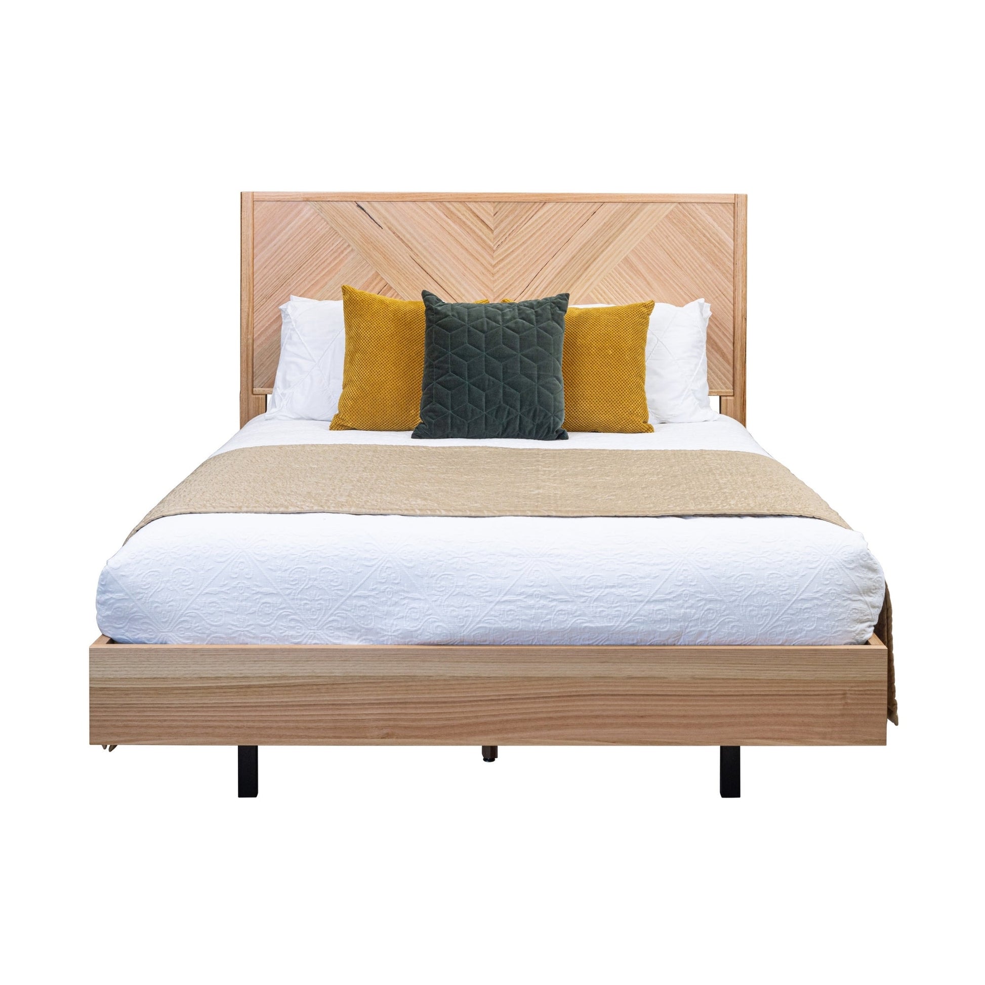 Jindy King Bed Frame Natural Oak