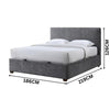 Lenna King Bed Frame Gaslift Storage Fabric Upholstery Steel Grey