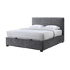 Lenna Queen Bed Frame Gaslift Storage Fabric Upholstery Steel Grey